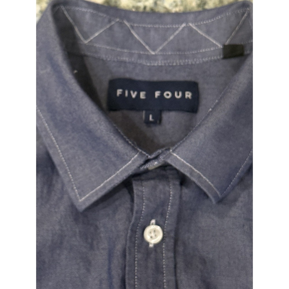 NWT Five Four Mens Large Long Sleeve Chambray Button Up Collared Dress Shirt - Picture 5 of 5